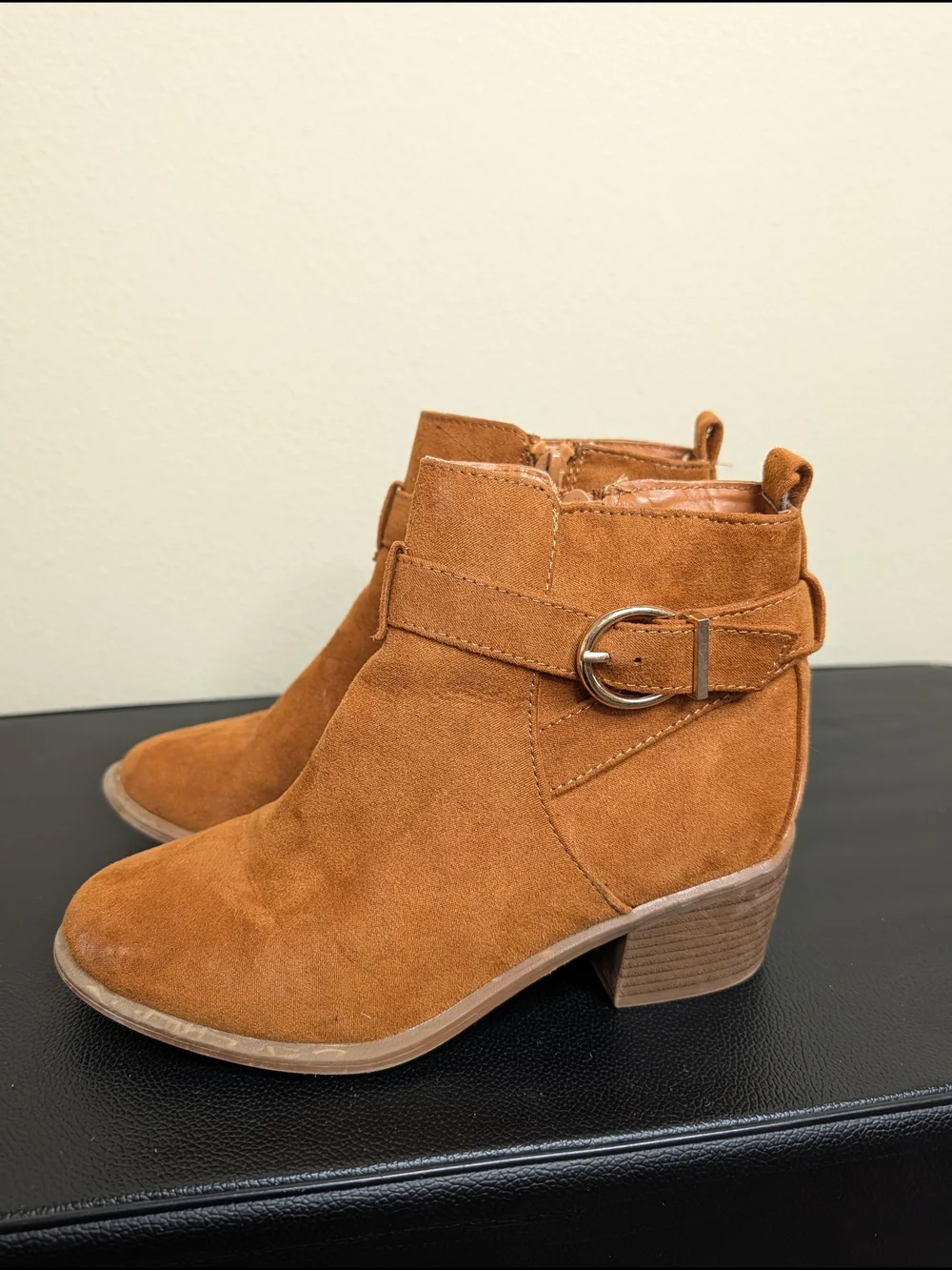 Sugar Bierock Tan Faux Suede Ankle‎ Boots Buckle Detail Girls Size 2